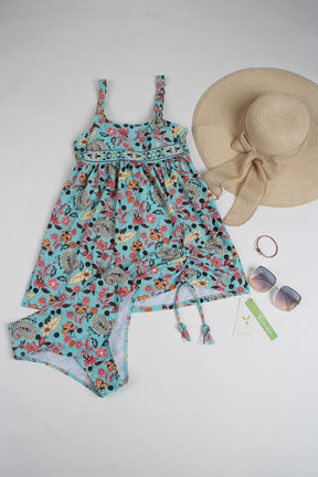 SpringStil® - Tankini-badpak met turkooisblauwe bloemenprint