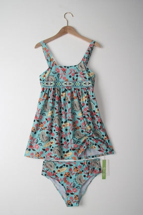 SpringStil® - Tankini-badpak met turkooisblauwe bloemenprint