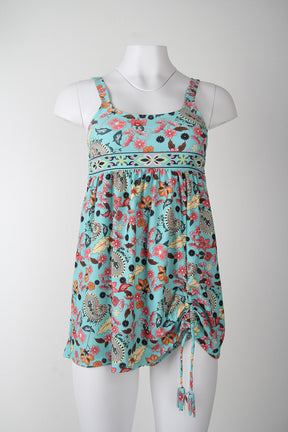 SpringStil® - Tankini-badpak met turkooisblauwe bloemenprint