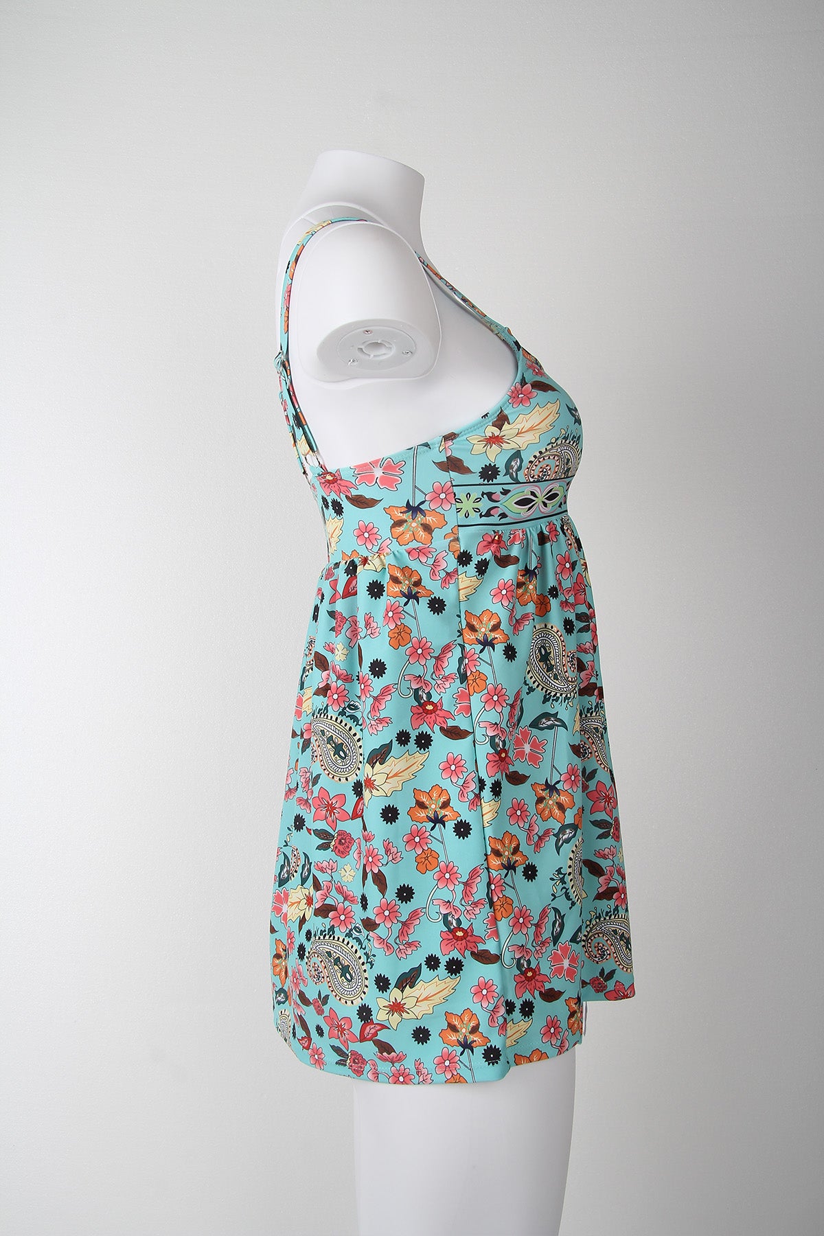 SpringStil® - Tankini-badpak met turkooisblauwe bloemenprint