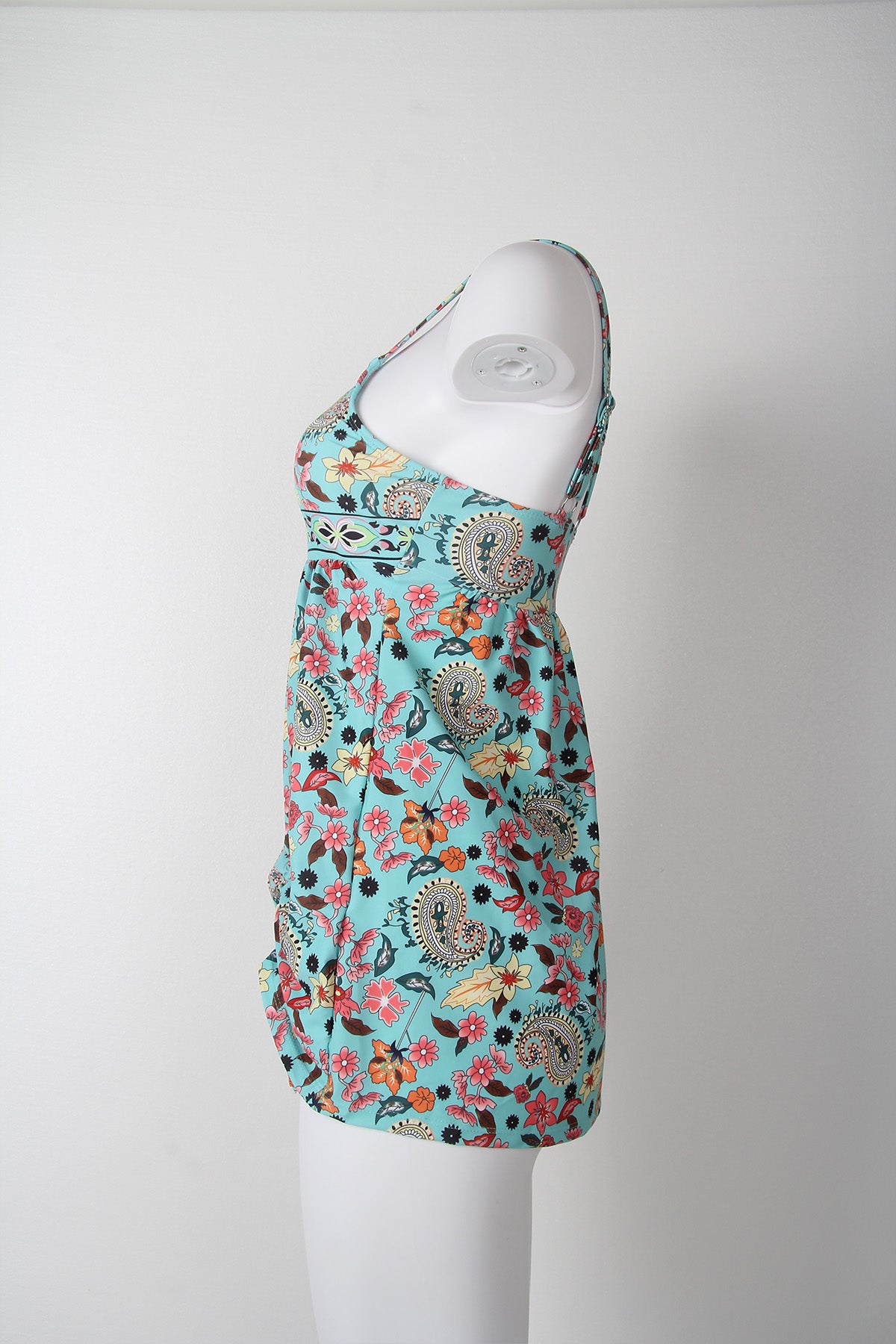 SpringStil® - Tankini-badpak met turkooisblauwe bloemenprint