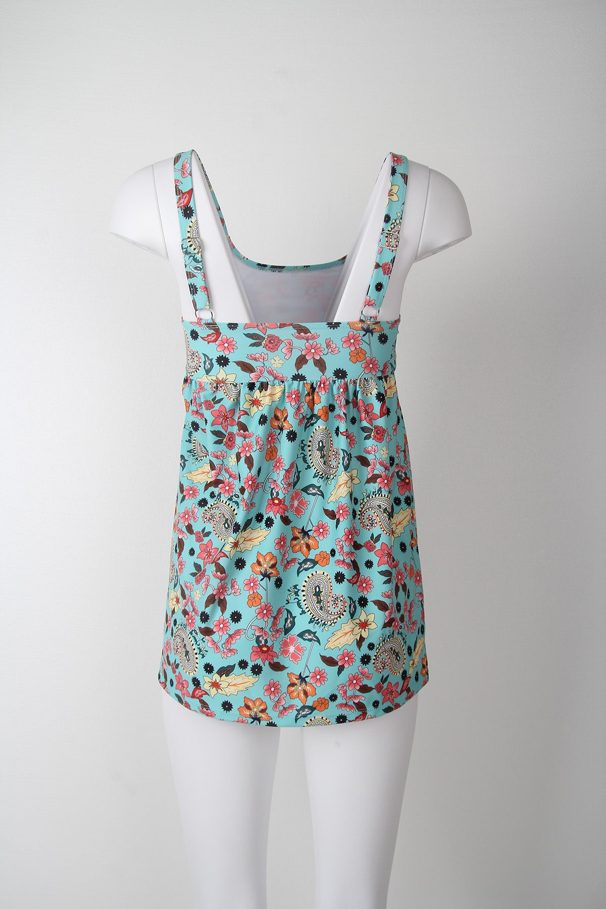 SpringStil® - Tankini-badpak met turkooisblauwe bloemenprint