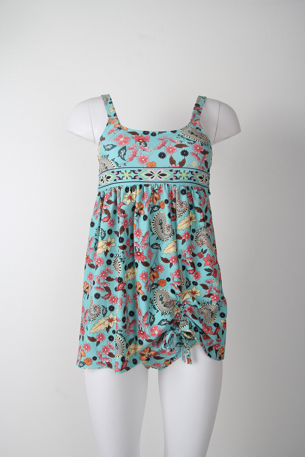 SpringStil® - Tankini-badpak met turkooisblauwe bloemenprint