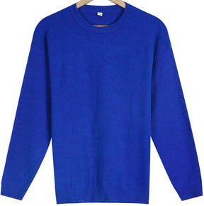 Monci® - Casual blauwe effen trui met ronde hals en lange mouwen