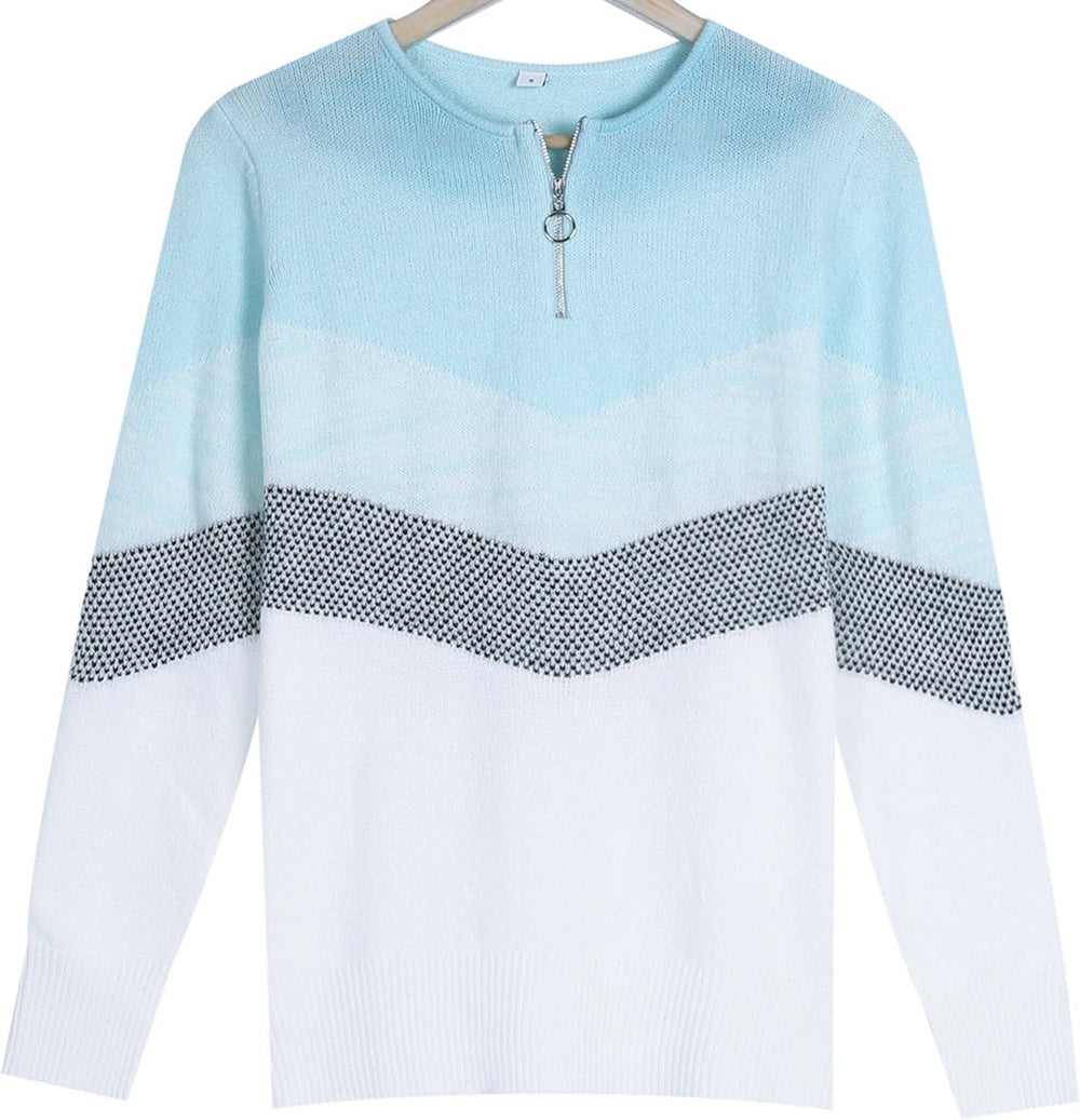 FallStil® - Blue Skies Chevron-sweater met rits