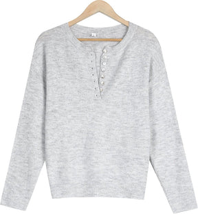 FallStil® - Grey Days Klassieke trui met knoopsluiting