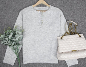 FallStil® - Grey Days Klassieke trui met knoopsluiting