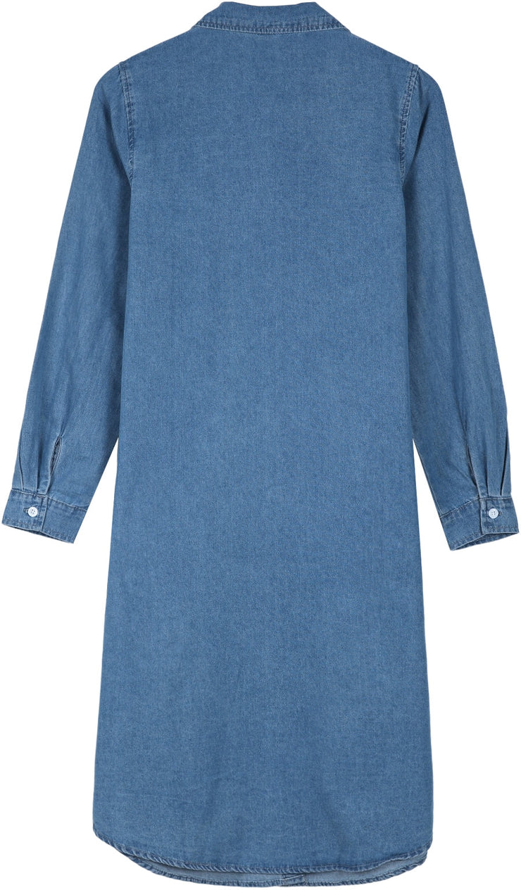 PureWear® - Oversized midi-jurk met knoopsluiting van chambray denim