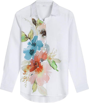 SpringStil® - Tuniekblouse met knopenlijst met aquarelbloemen