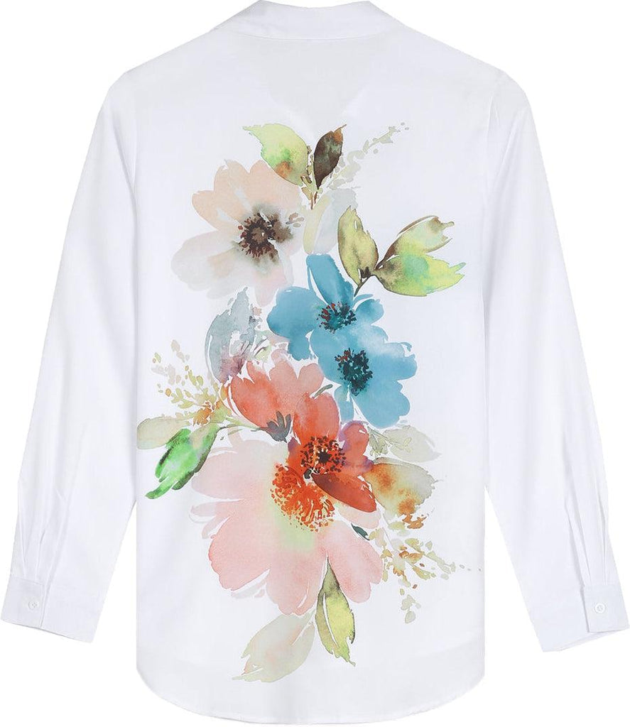 SpringStil® - Tuniekblouse met knopenlijst met aquarelbloemen