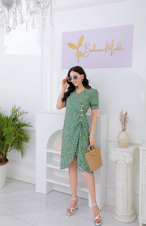 SpringStil® - Frisse groene midi-jurk met korte mouwen