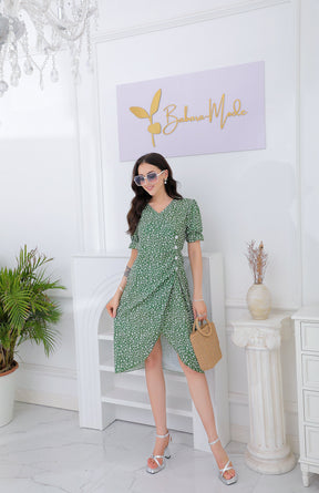 SpringStil® - Frisse groene midi-jurk met korte mouwen