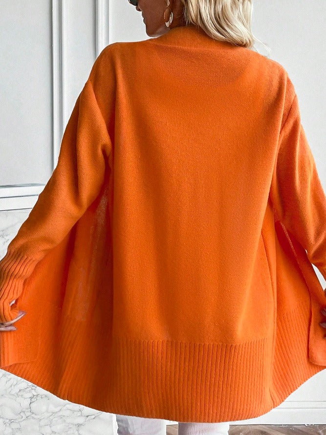 WinterTrend® - Oranje effen vest met lange mouwen