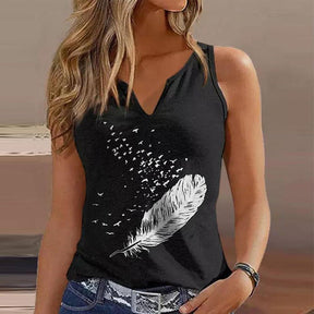 SpringStil® - Zwarte mouwloze tanktop met print