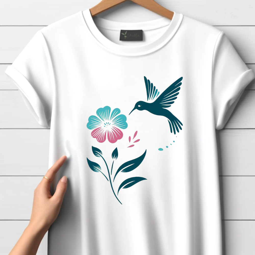 Kolibrie en bloem T-shirt