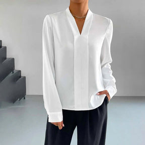 FallStil® - Witte effen top met V-hals