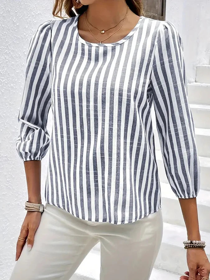 Gestreepte glanzende blouse