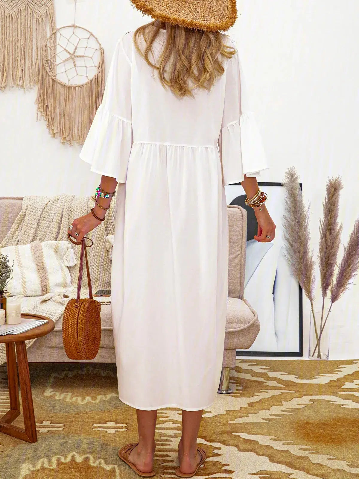 Boho witte maxi-jurk