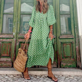 FallStil® - Bohemian Beauty groene maxi-jurk