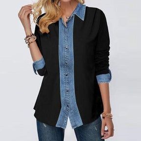 Even&amp;Vil® - Twee looks in 1 denim zwarte blouse