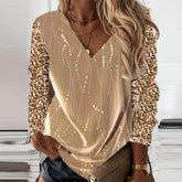 FallStil® - Golden Goddess top met V-hals en lange mouwen