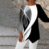 FallStil® - Moderne geometrische tuniektop met lange mouwen