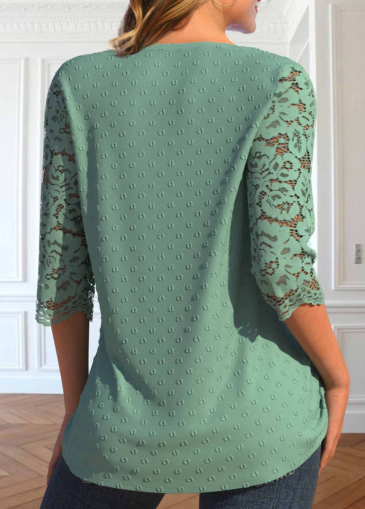 FallStil® - Groene effen top met 3/4 mouwen