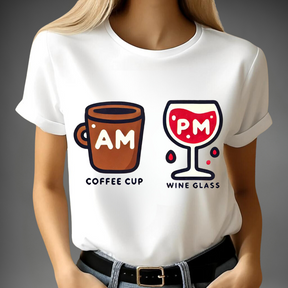 Ochtendkoffie en avondwijn T-shirt