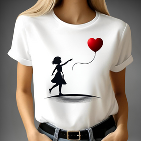 Meisje met hartballon t-shirt