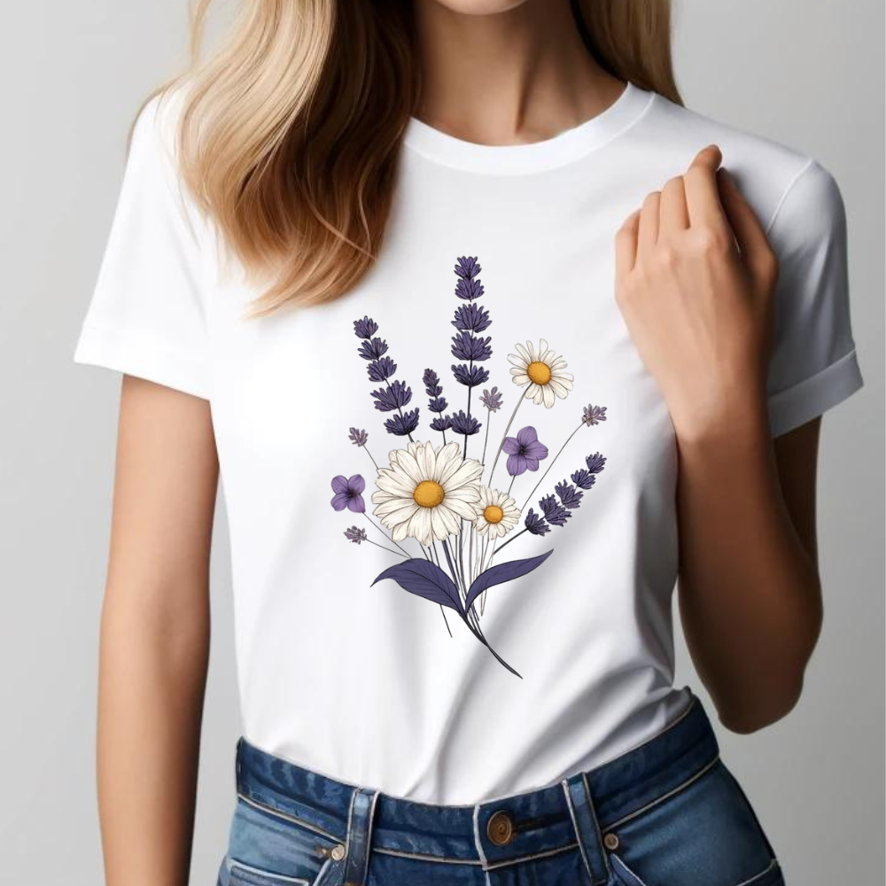 Lavendel en madeliefje t-shirt