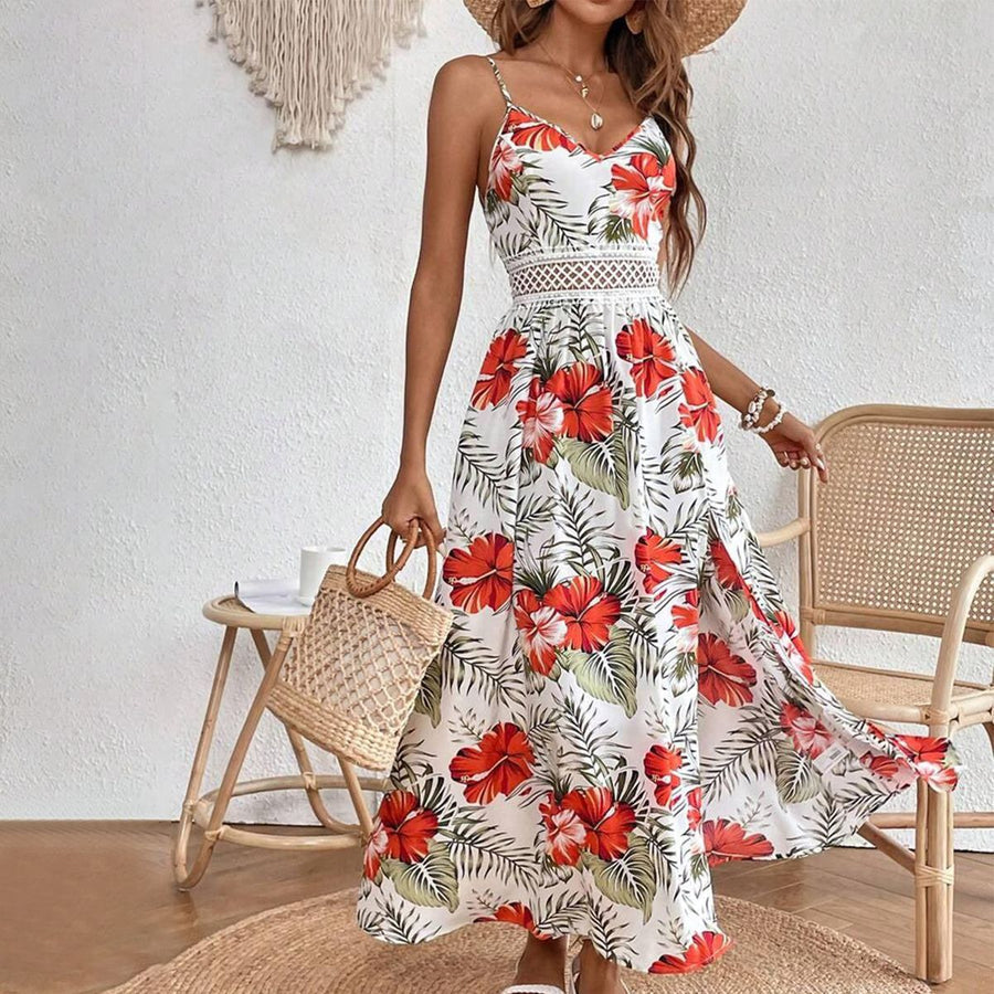 SpringStil® - Romantische mouwloze maxi-jurk met bloemenprint