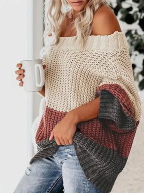 Hereniging® off-shoulder gebreide trui met kleurblokken