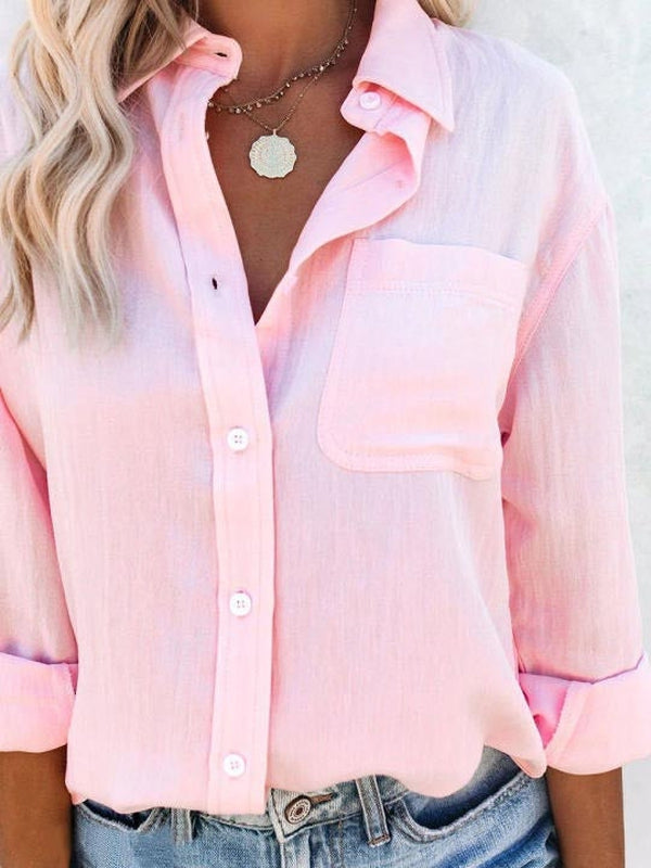 Monci® - Roze shirt met lange mouwen en oversized schouderbanden