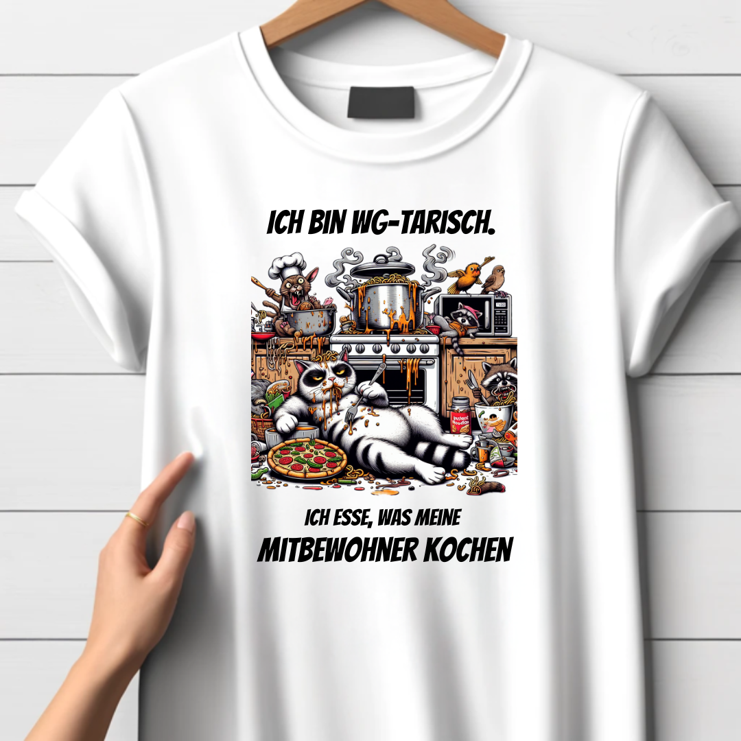 WG-Katzenchaos | Lustiges Statement-Shirt | Humorvolles T-Shirt mit witzigem WG-Motiv | Perfekt für Katzenliebhaber