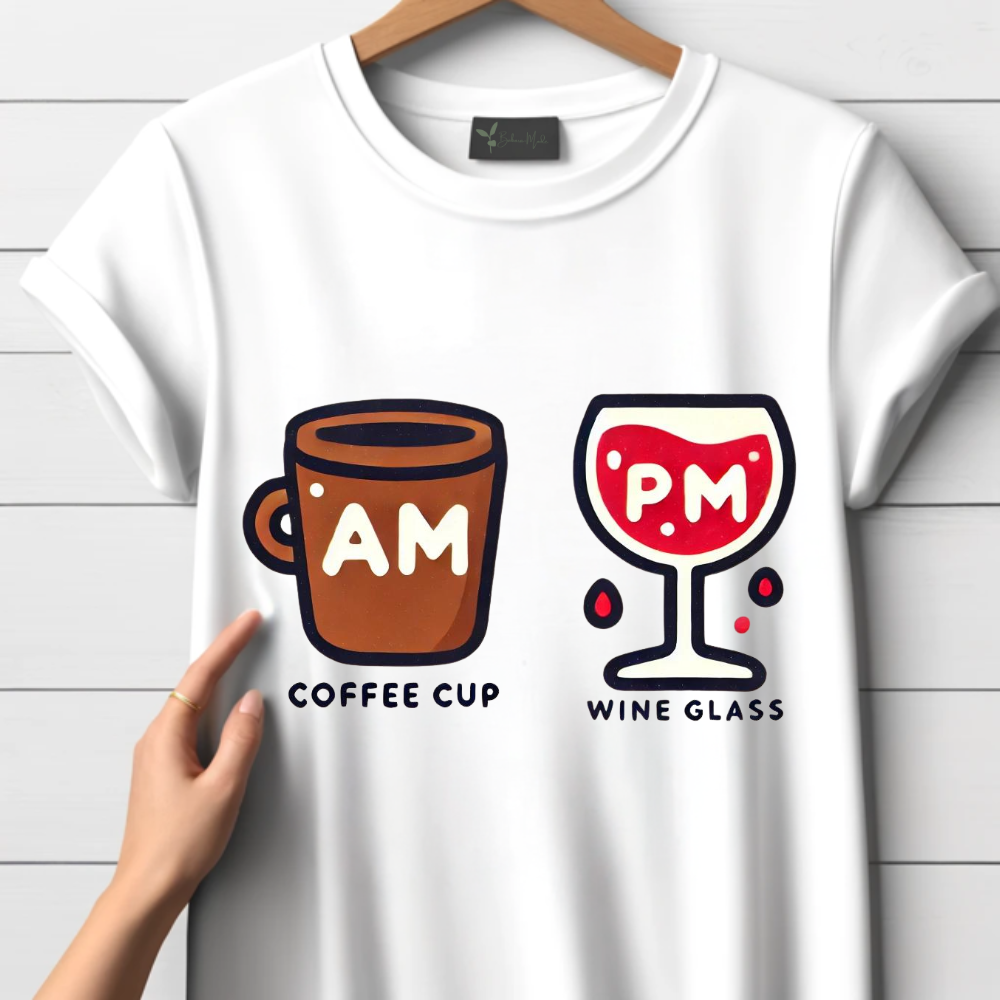 Ochtendkoffie en avondwijn T-shirt