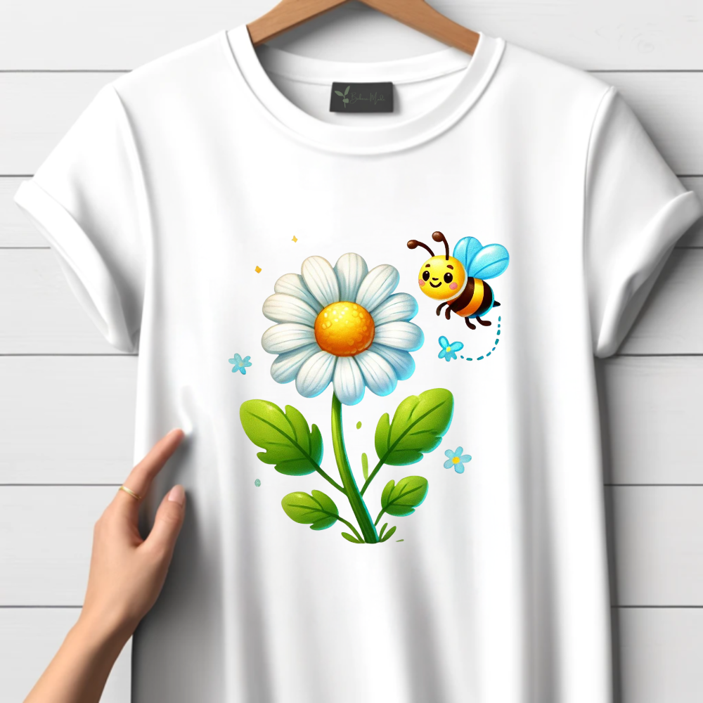 T-shirt met bijen en bloemen