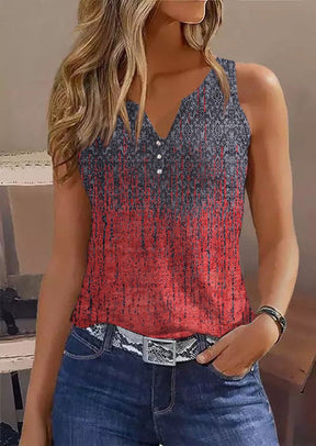 FallStil® - Ombre tanktop met regenpatroon in blauw en rood