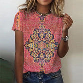 SpringStil® - Roze top met ronde hals en print