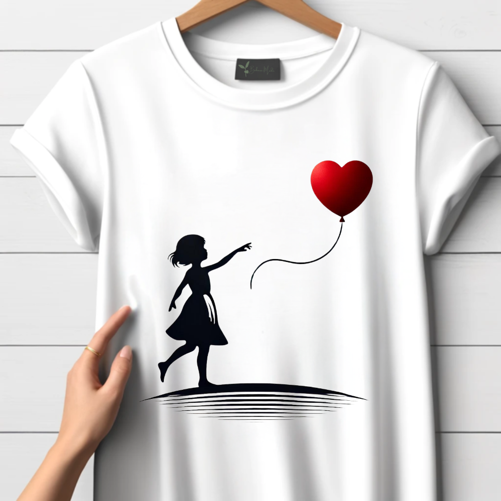 Meisje met hartballon t-shirt