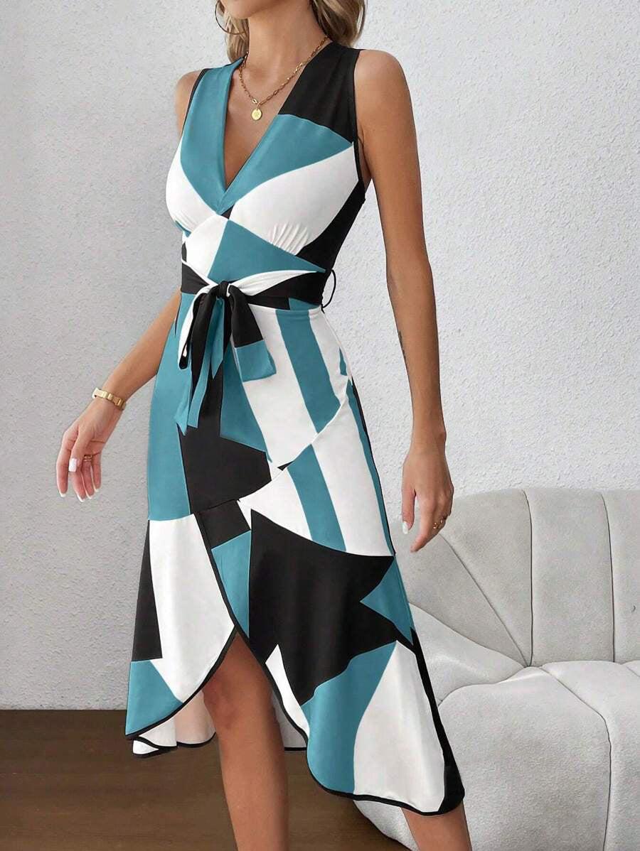 Midi-jurk met aquaprint