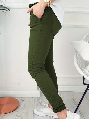 BioBlüte® - Olive-Leisure relax-fit broek met veters in de tailleband