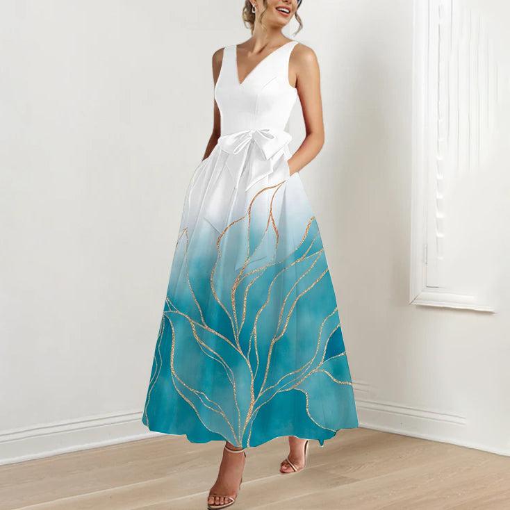 Wave glans maxi-jurk 