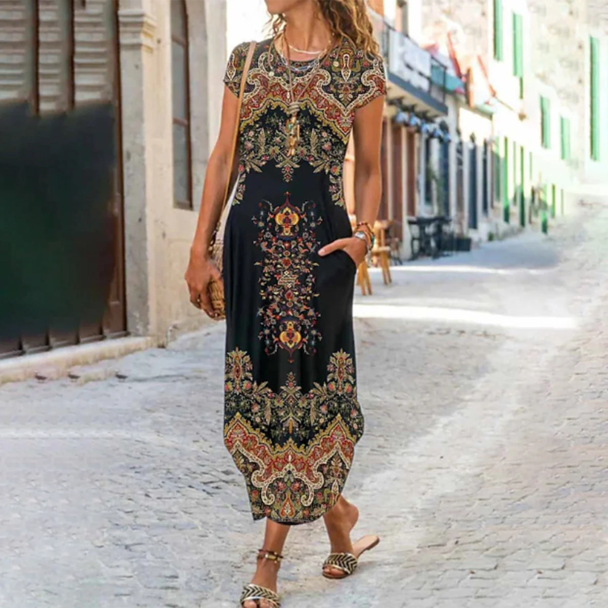 Boho midi-jurk elegantie