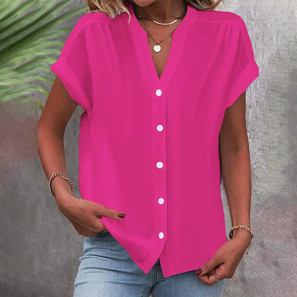 Blouse met roze knopen