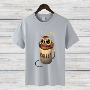 Kaffee Eule | Lustiges Wintershirt | Geschenk für Kaffee-Liebhaber | Statement T-Shirt für Morgenmuffel
