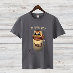Kaffee Eule | Lustiges Wintershirt | Geschenk für Kaffee-Liebhaber | Statement T-Shirt für Morgenmuffel