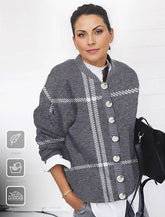 WinterTrend® - Retro-top met lange mouwen in grijs