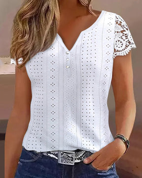 BlossomBliss® - Witte effen top met korte mouwen