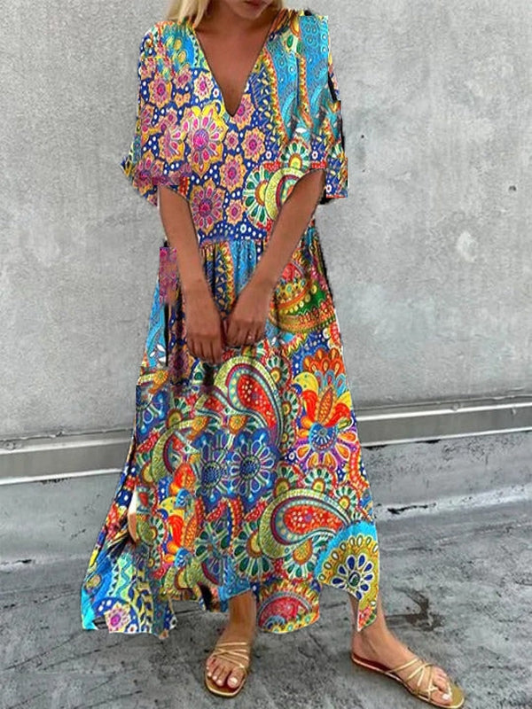 BMC® - Retro festival psychedelische paisley maxi-jurk