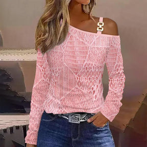 HerbstTrend® - Schattige roze top met lange mouwen